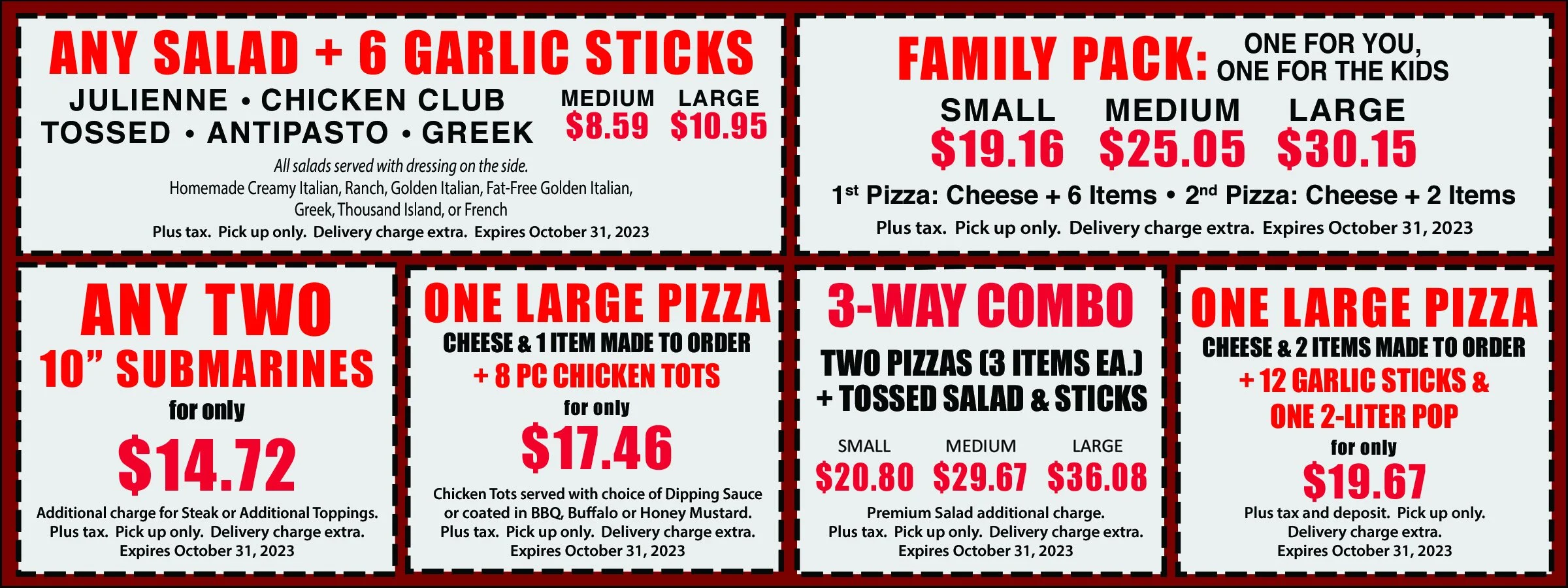 Coupon Specials — Papa Bella's Pizza