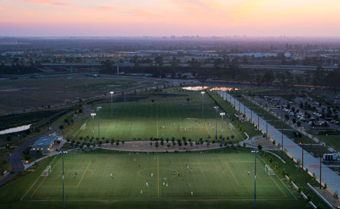 Full-size lighted turf fields at OC Great Park