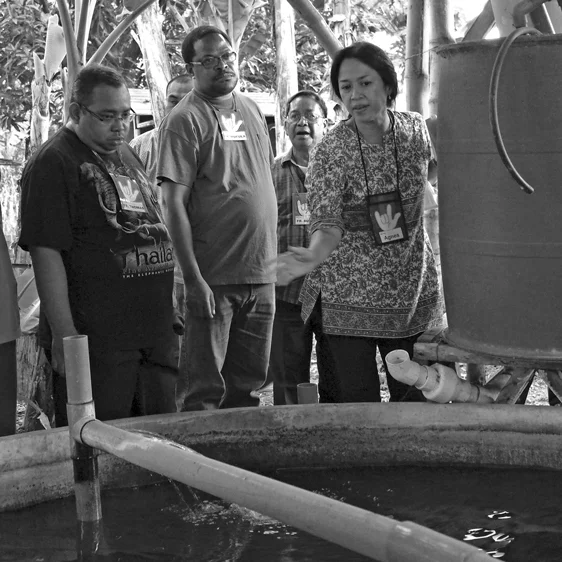 President Jalandoni explaining the efficiency of the aquaponics system
