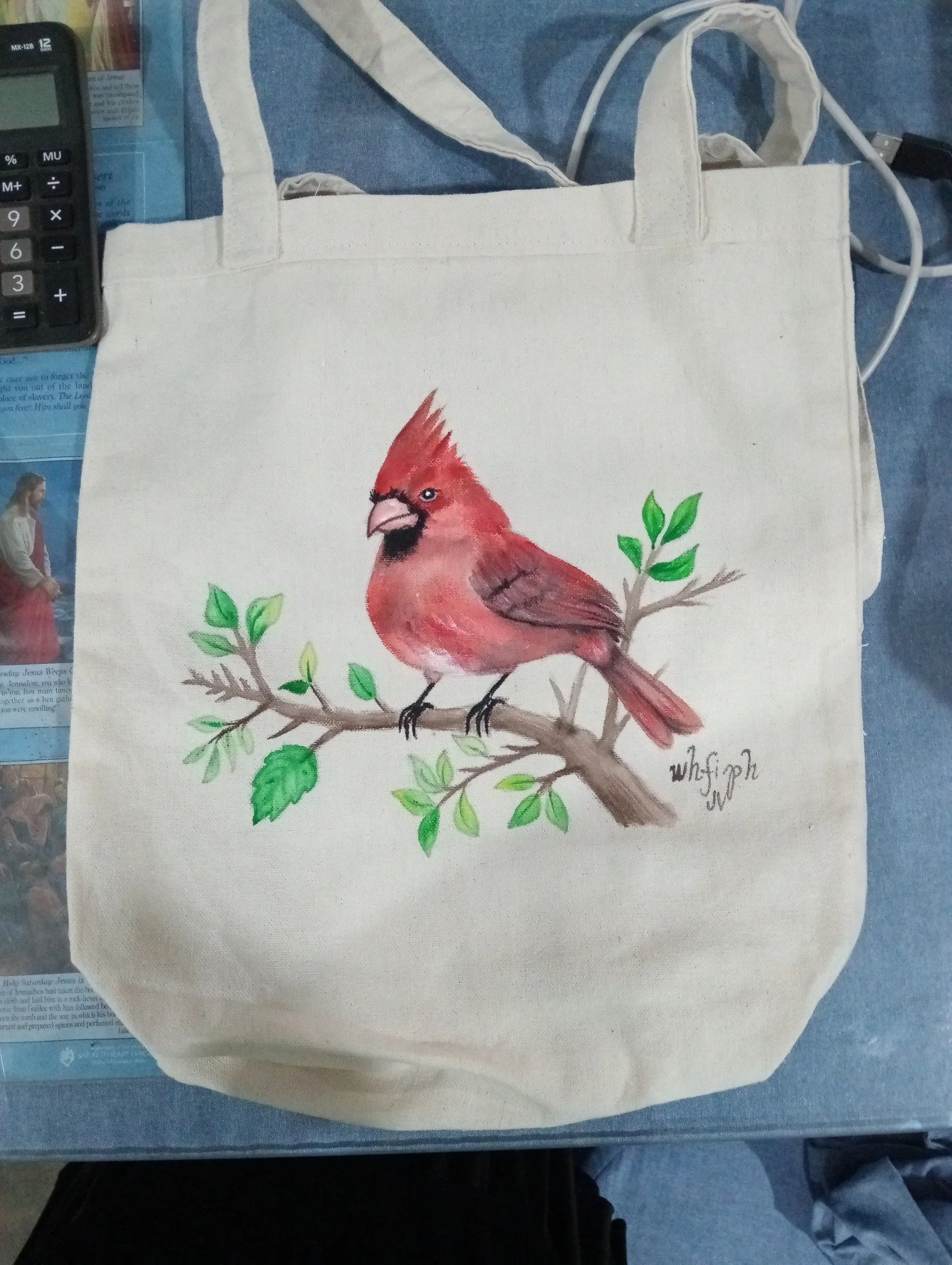 Handmade tote bag, painted by the Deaf
