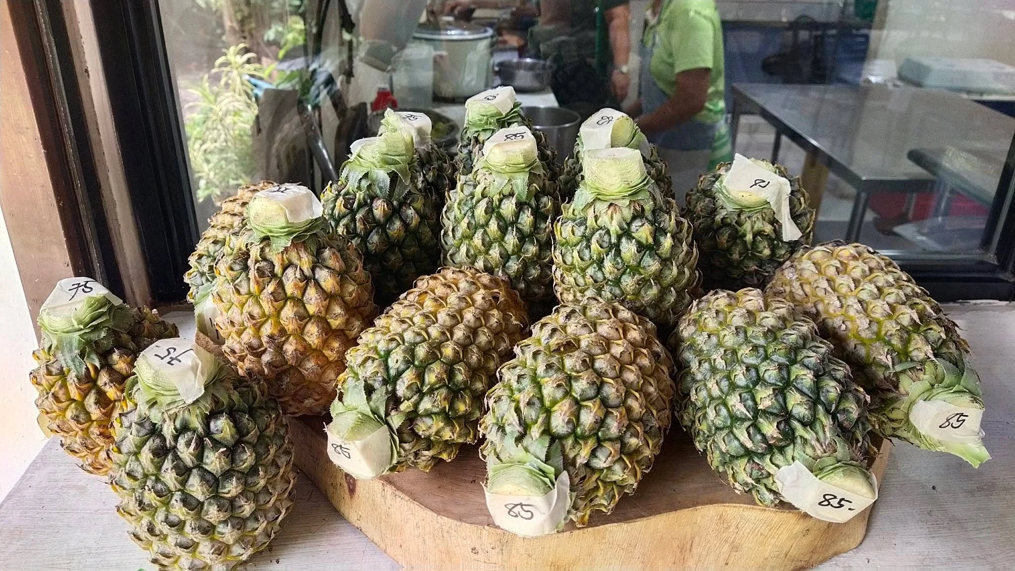 Pineapples for sale! Sweet, and from DSB, available to buy from the Natural Garden Cafe!