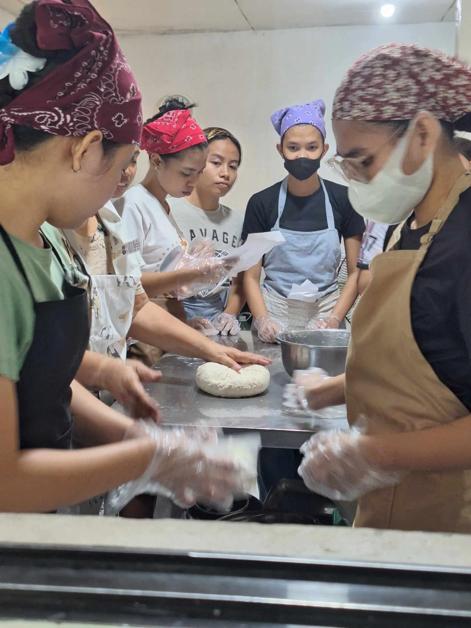 Students making pandesal