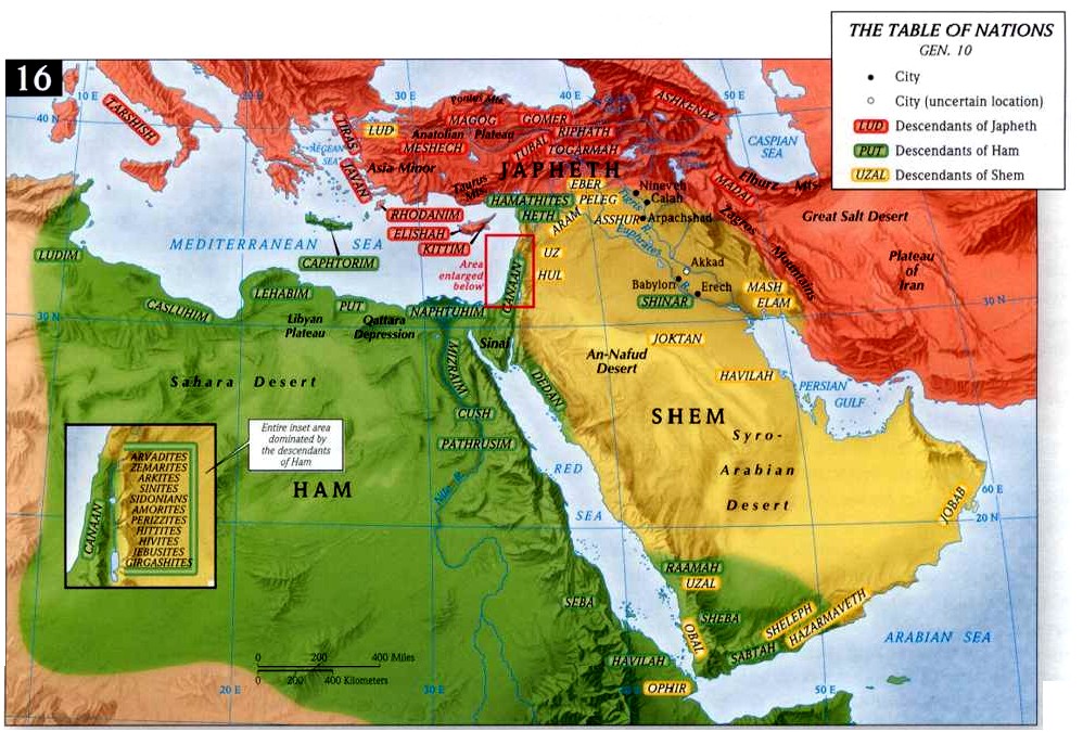 The Table of Nations - the settlement of the sons of Noah