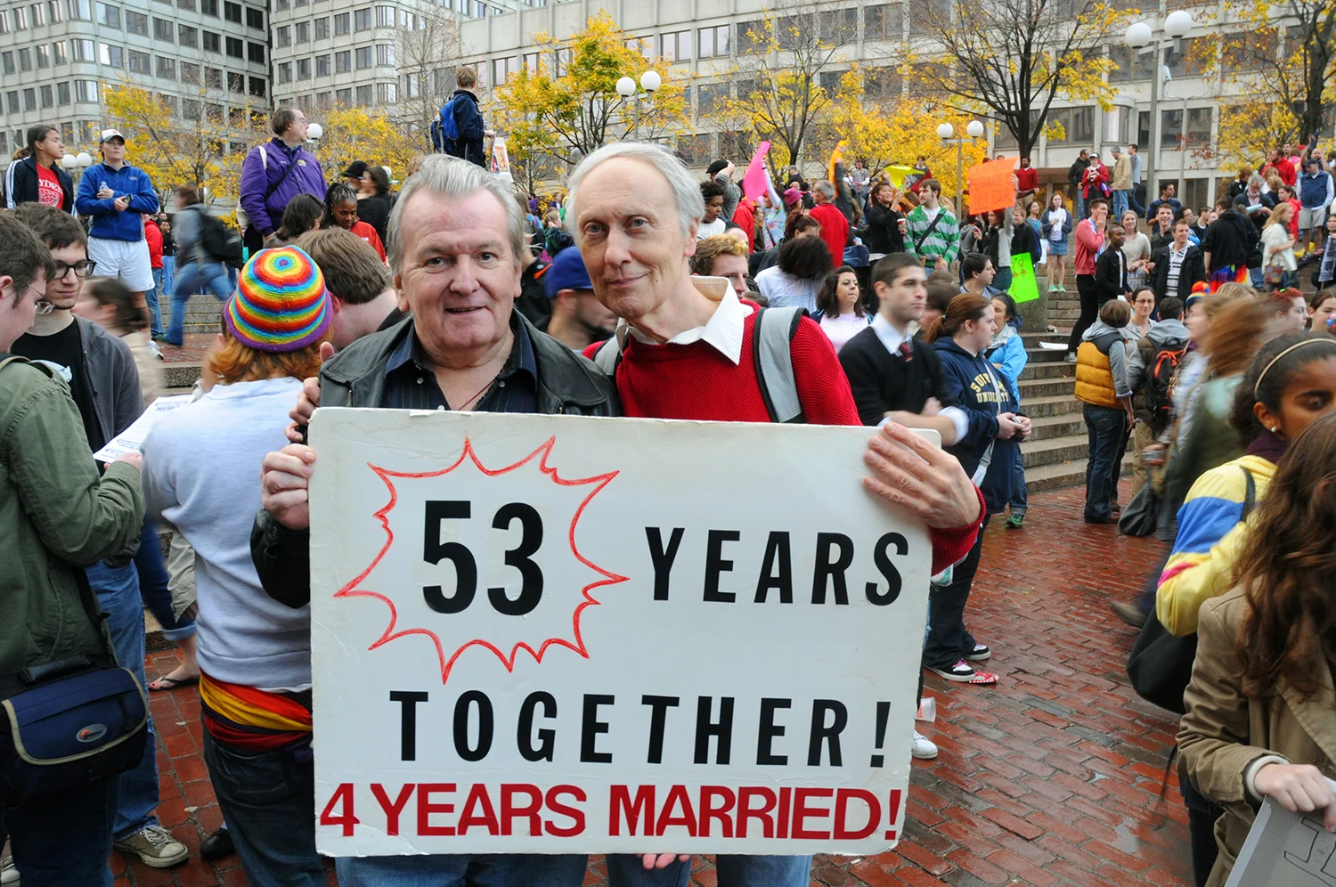 Protesting for gay rights in Downtown Crossing Boston.