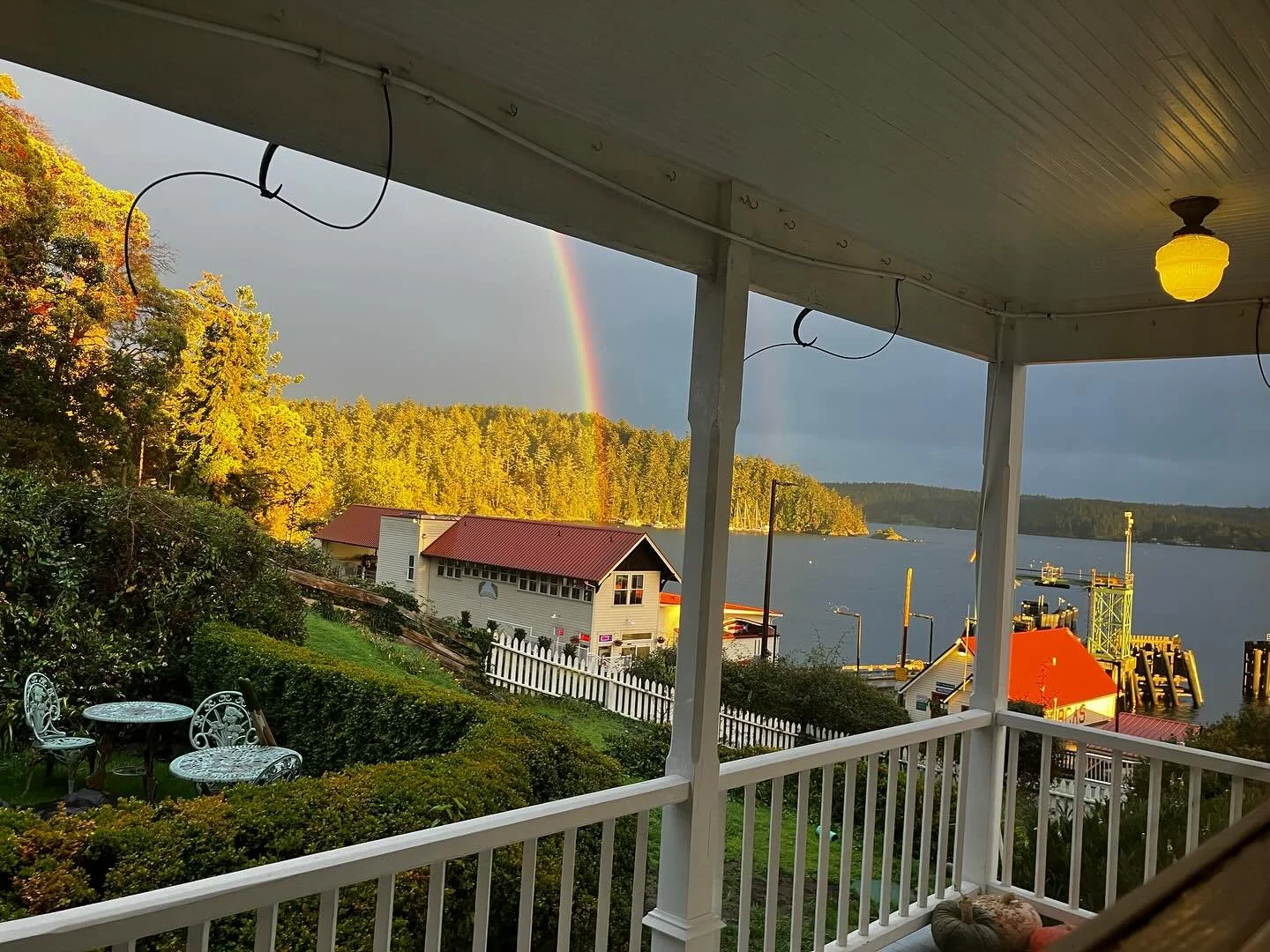 Last evening&rsquo;s, spectacular double rainbow over Orcas Village.