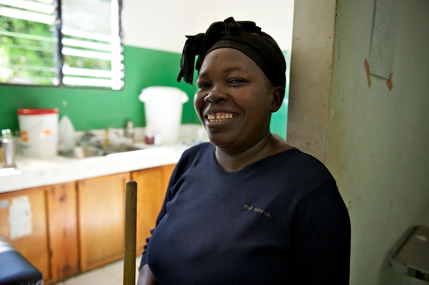 Excellente St. Rose, a janitor at St. Therese Hospital for 16 years, used to help deliver babies before there were Skilled Birth Attendants.