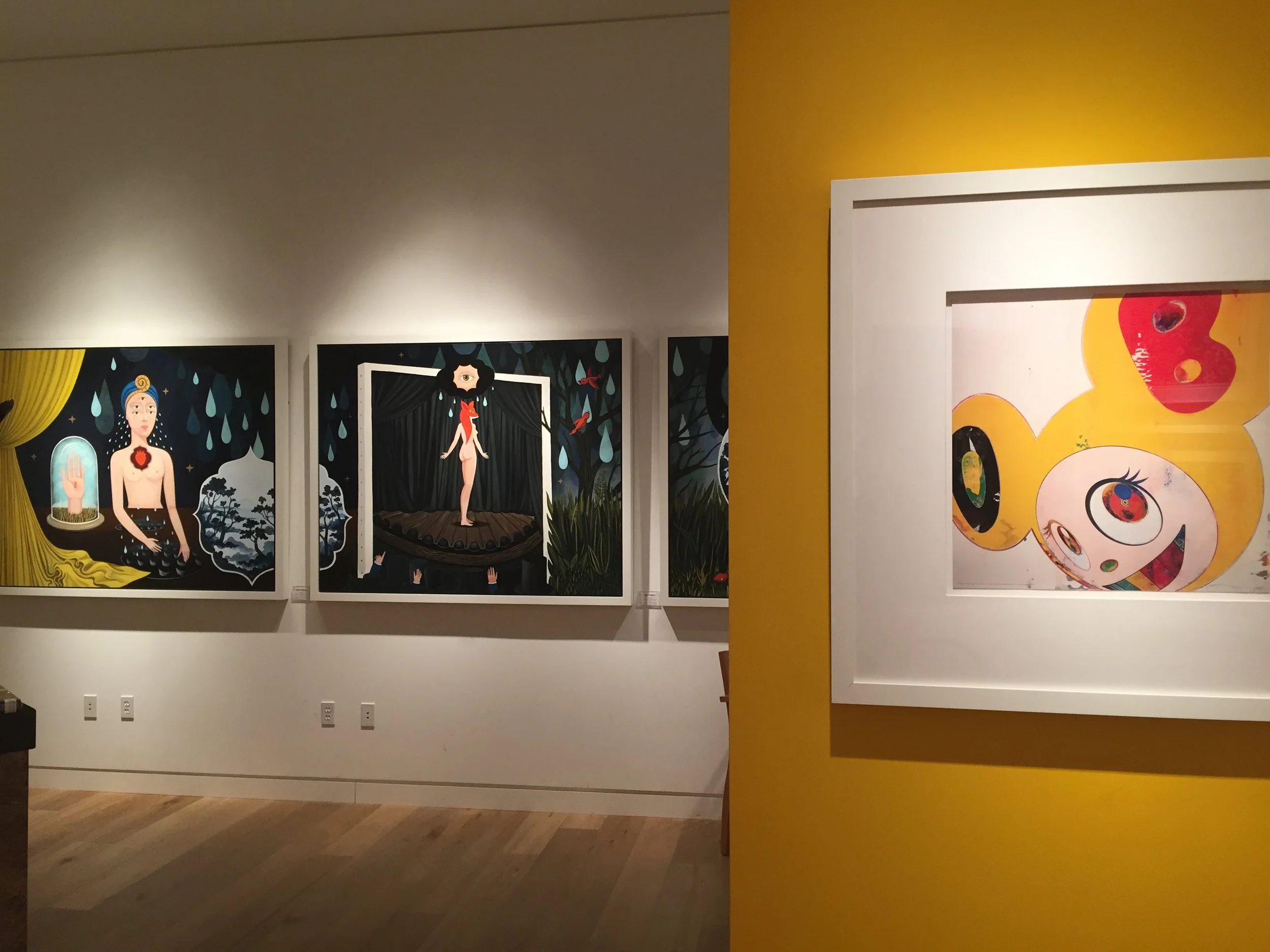 Art by Anne Faith Nicholls and Takashi Murakami at Martin Lawrence Galleries, South Coast Plaza, CA. 