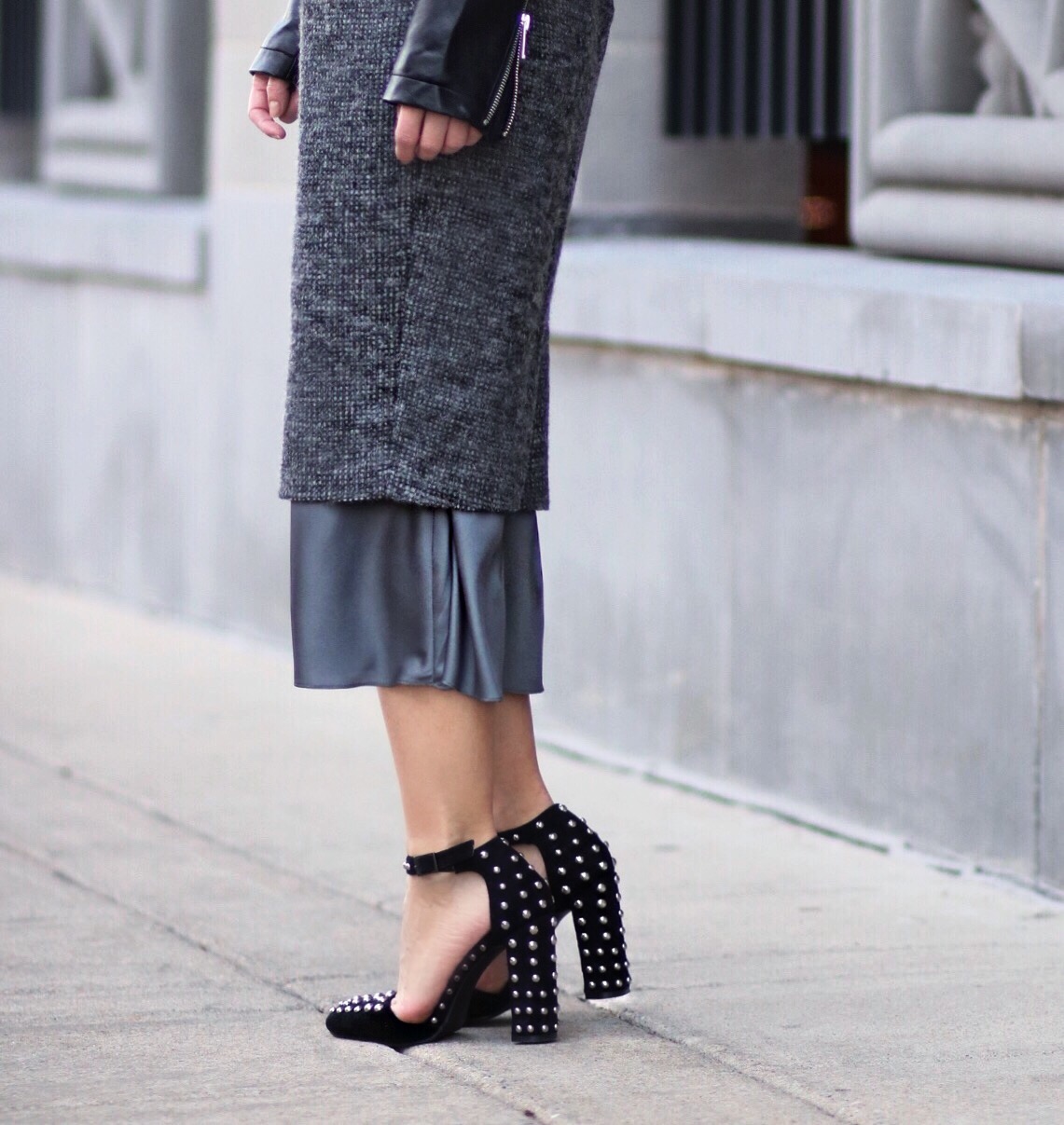 close up studded shoes blogger style