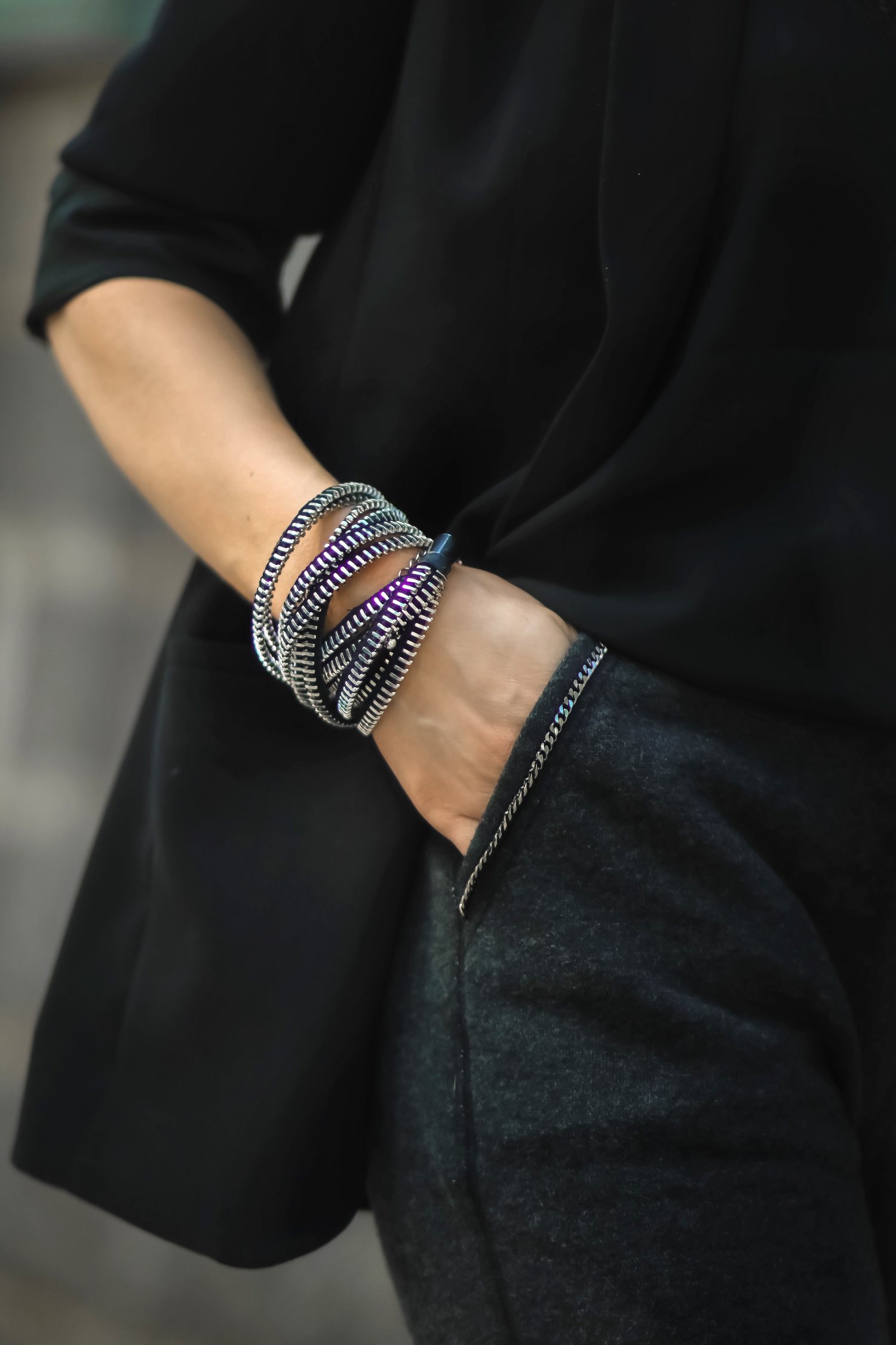 The Dark Shop Zipper Bracelet Close Up Isabel Alexander Blogger Style