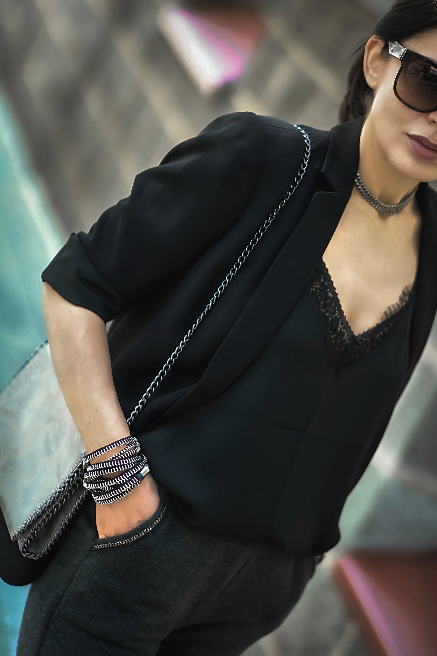 Nordstrom Bag The Dark Shop Zipper Bracelet Detail Close Up Isabel Alexander