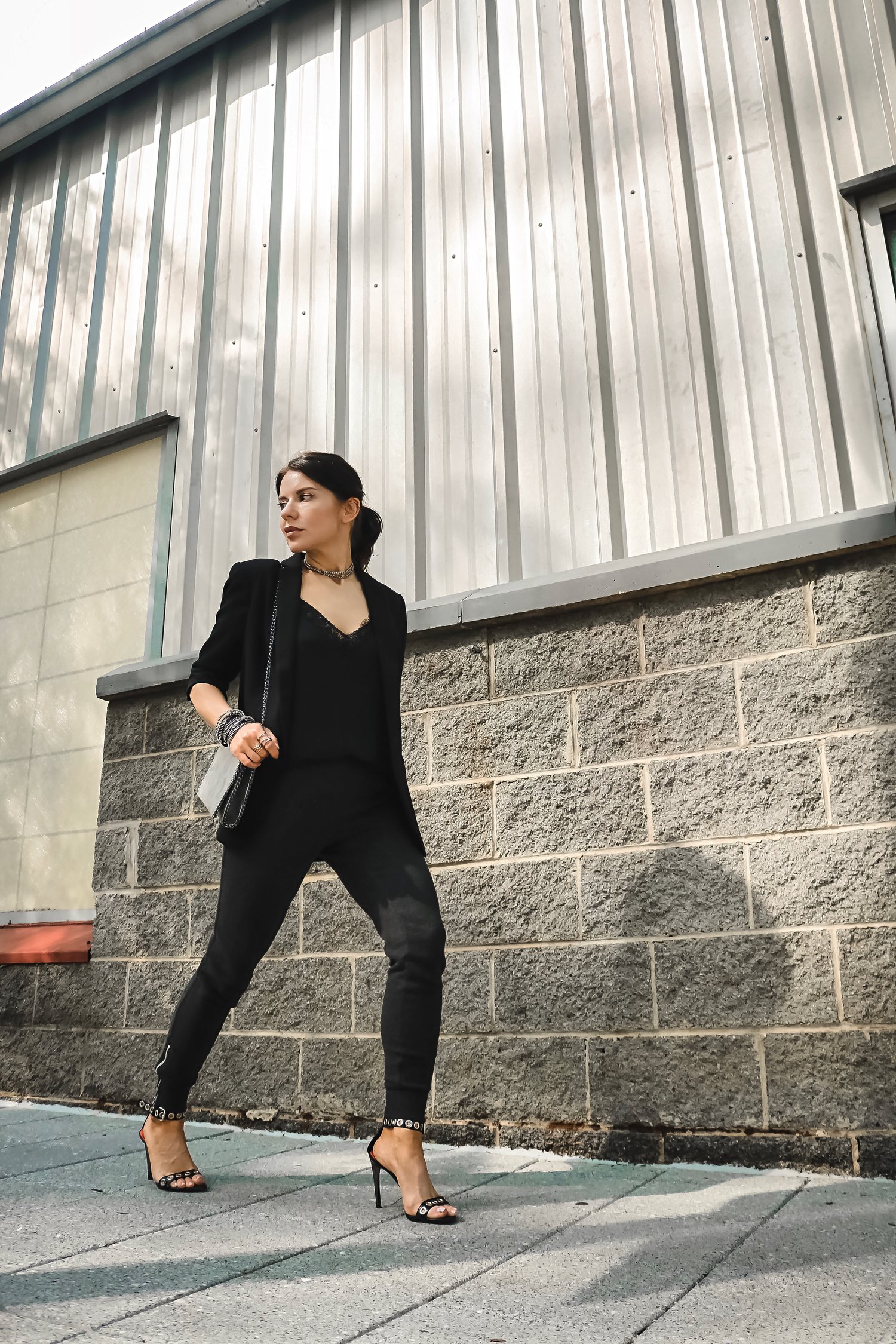 Express Blazer Cami Aerie Joggers Sporty Summer Outfit Isabel Alexander