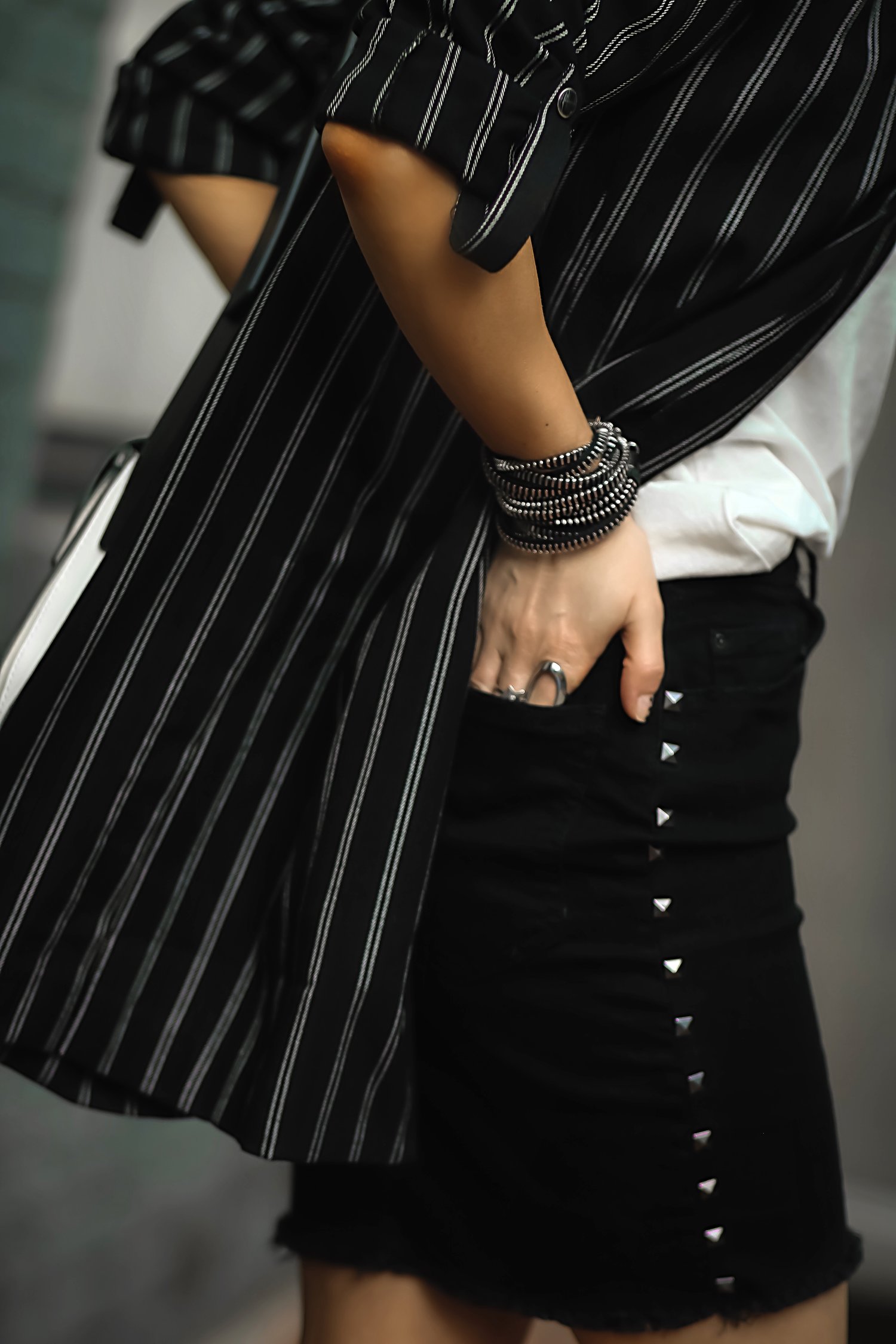 Stradivarius Striped Blazer Profile View Isabel Alexander