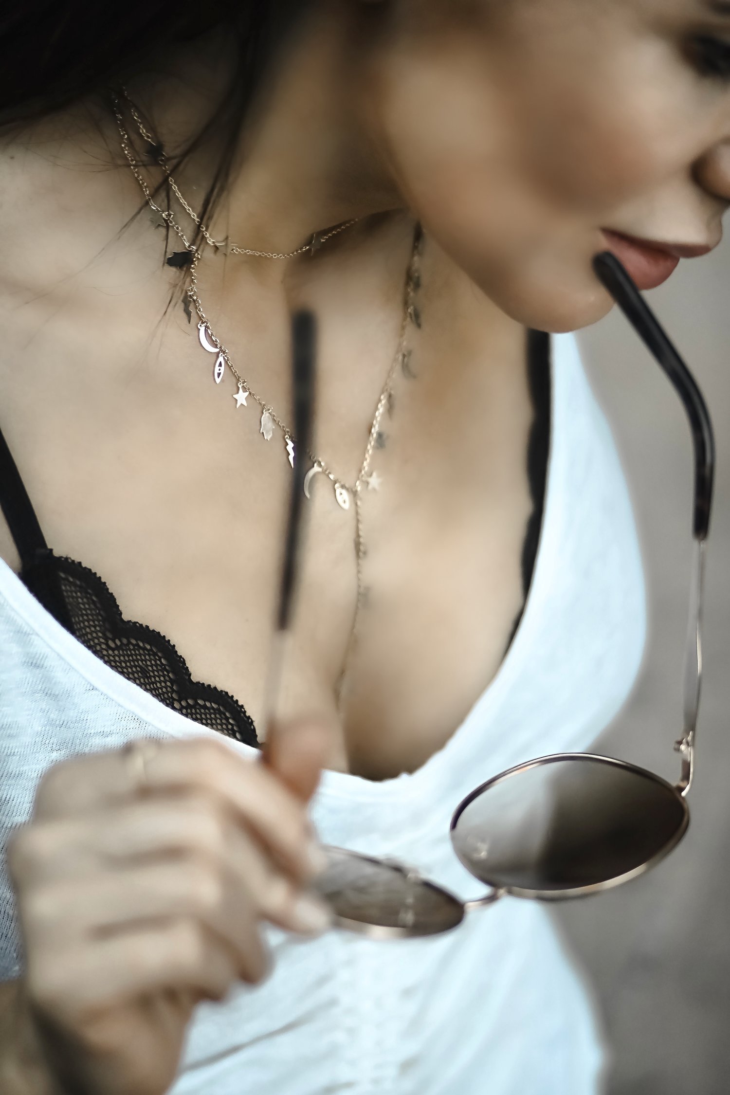 Isabel Alexander Layering Adinas Jewels Stars Moons Choker necklaces closeup shot
