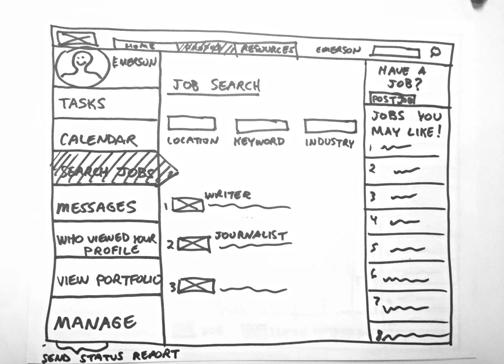 This shows the application's "Search Jobs" page from the left menu. &nbsp;You can search by specific criteria or click on one of the jobs suggested on the right hand side of the page.&nbsp;