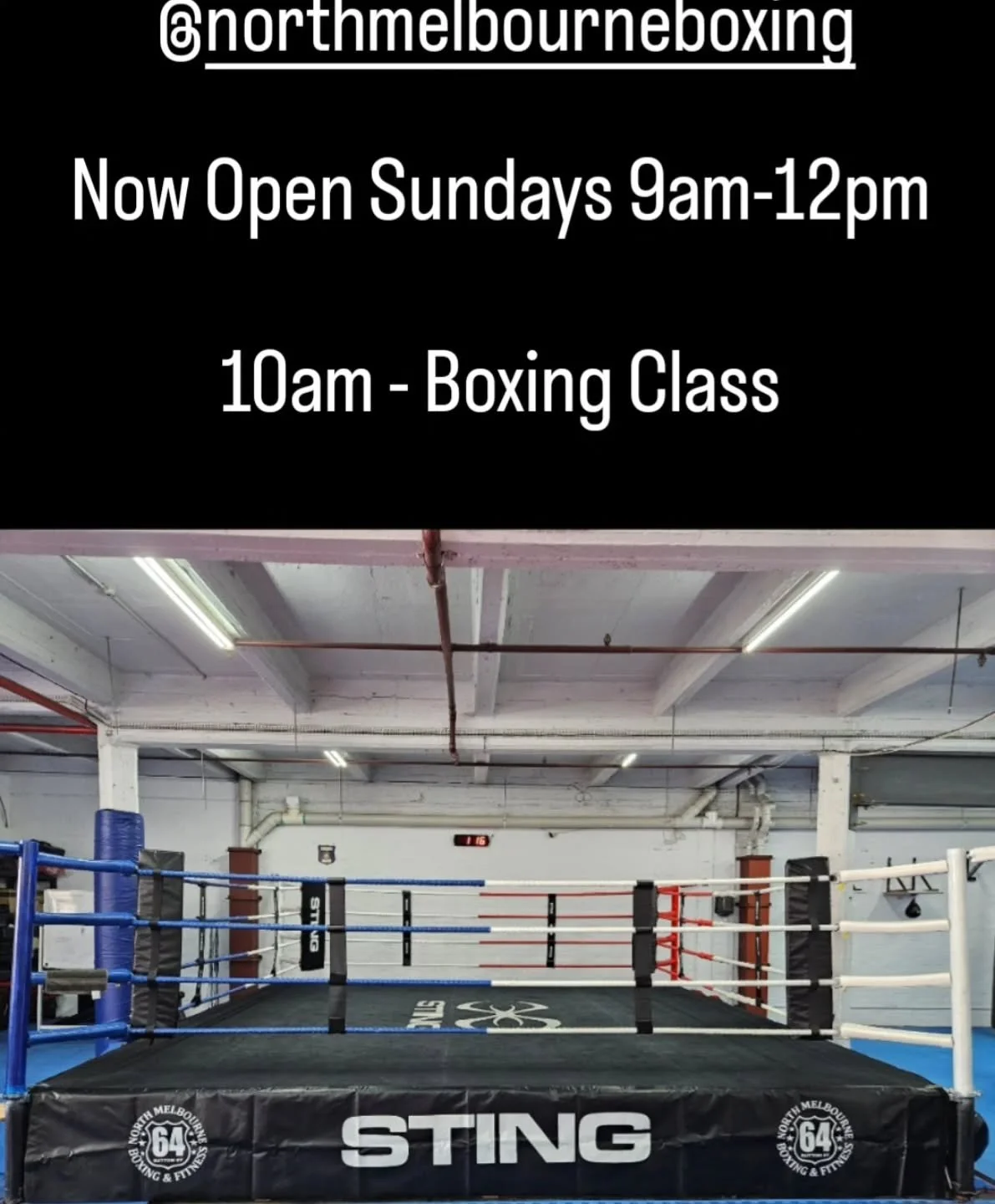 @northmelbourneboxing is now Open Sunday's 9am-12pm, offering a Boxing Class at 10am. 

If you have a busy schedule and can't get to the gym, we got you! All levels welcome. Casual Sessions and Memberships available. Let's go!

We look forward to see