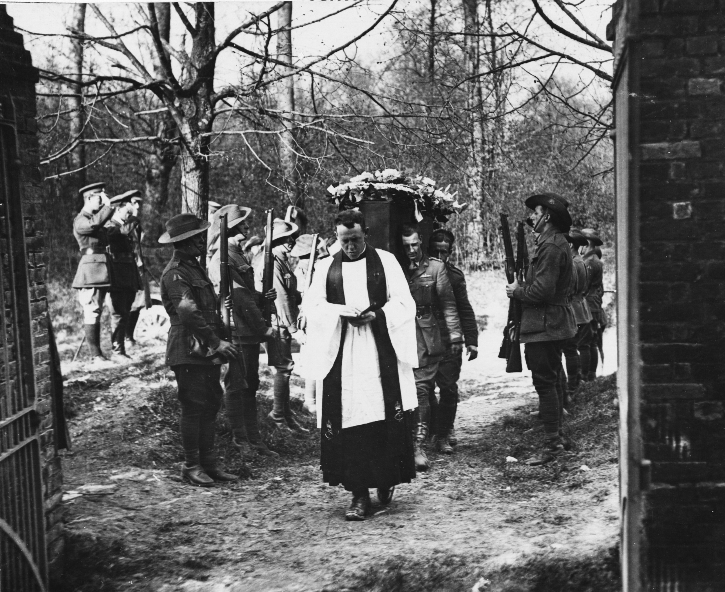 The funeral of Manfred von Richthofen, Germany's most successful fighter ace of World War One, who was buried by the Allies with full military honours. 