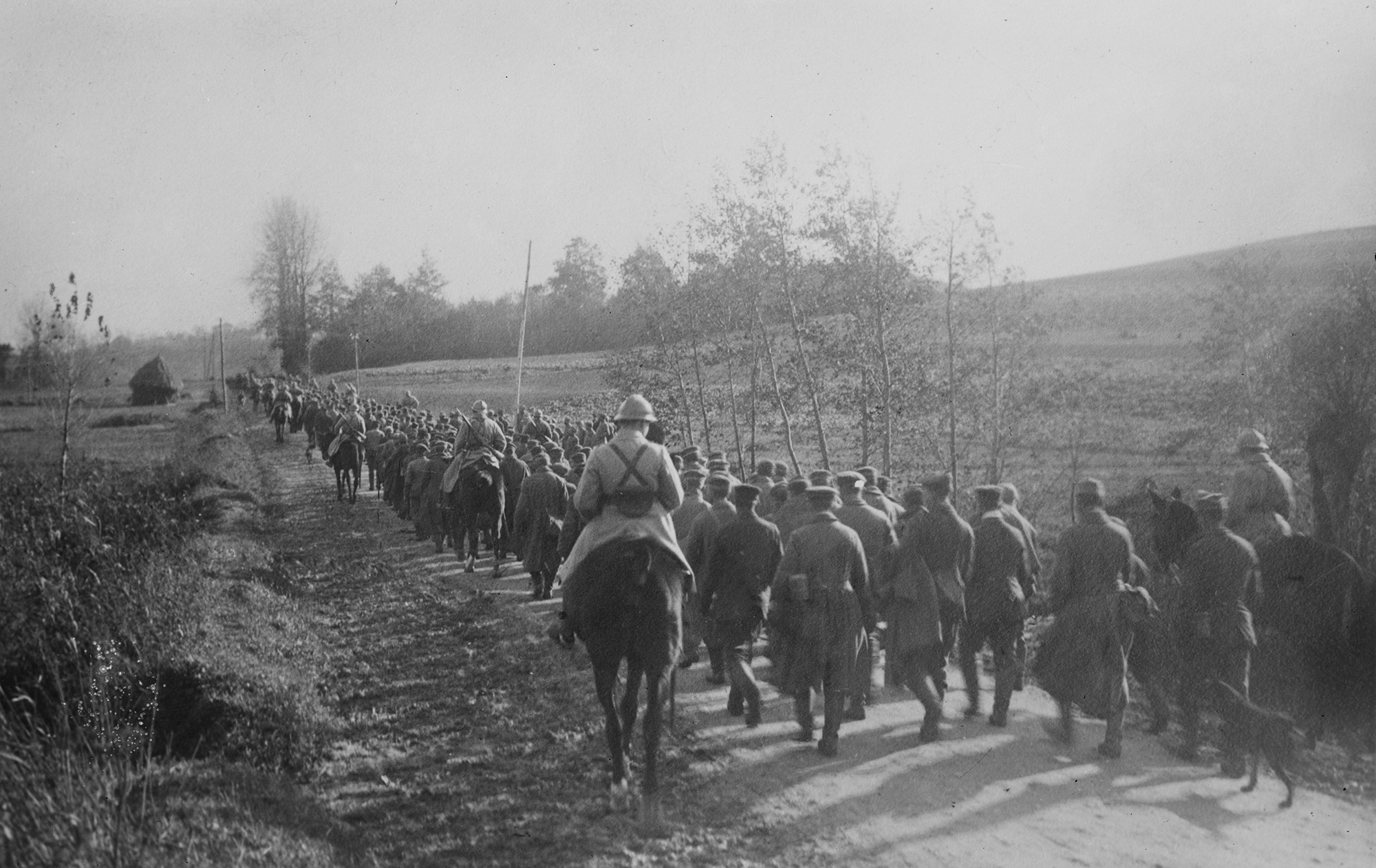 German prisoners being escorted to the rear by French cavalry. 
