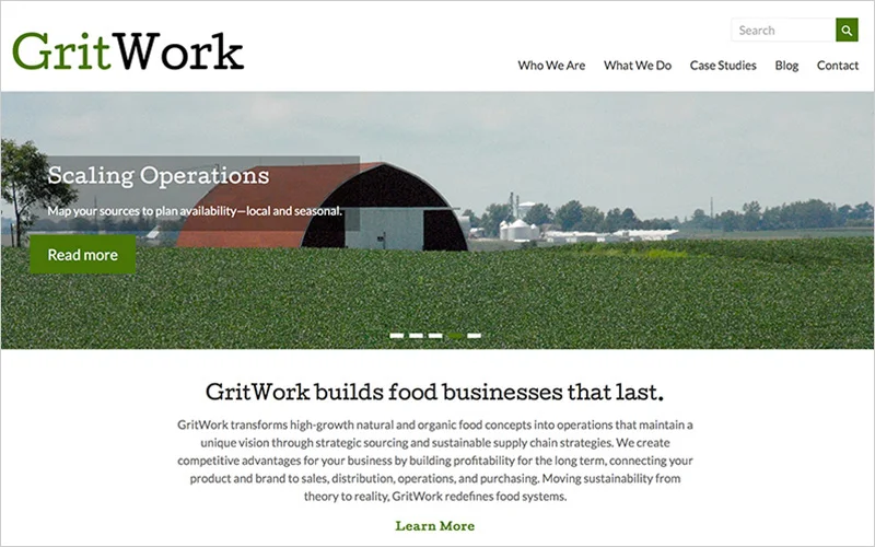 CLIENT GritWork, Sustainable Solutions PROJECT Website SERVICES Web Design, Creative Direction