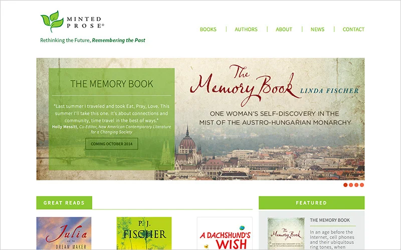 CLIENT Minted Prose, Book Publisher PROJECT Website SERVICES Web Design, Production Design