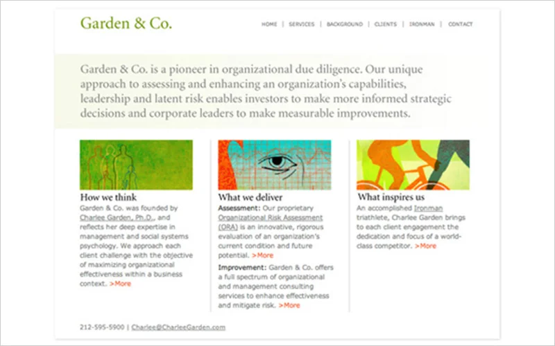 CLIENT Garden & Co., Consultantcy PROJECT Website SERVICES Web Design & Development
