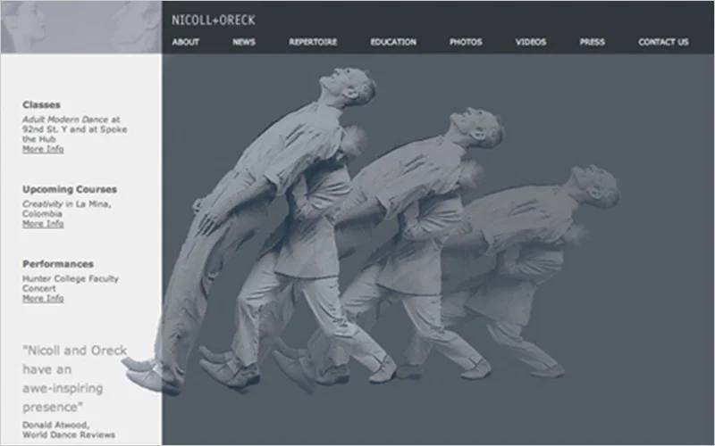CLIENT Nicoll + Oreck PROJECT Website Portfolio for Dancers SERVICES Web Design & Development