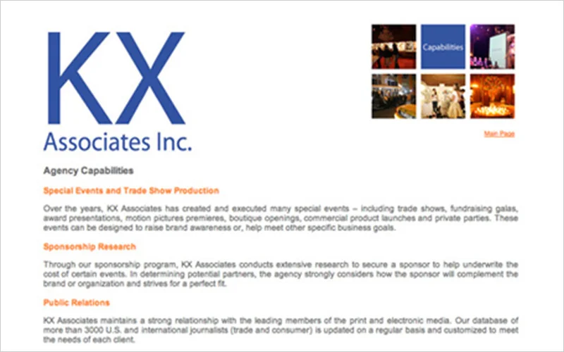 CLIENT KX Associates Inc. PROJECT Website for a PR and Marketing Agency SERVICES Web Design Consulting & Instruction
