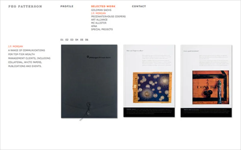 CLIENT Peg Patterson Design PROJECT Design portfolio website with galleries SERVICES Web Design Consulting & Instruction