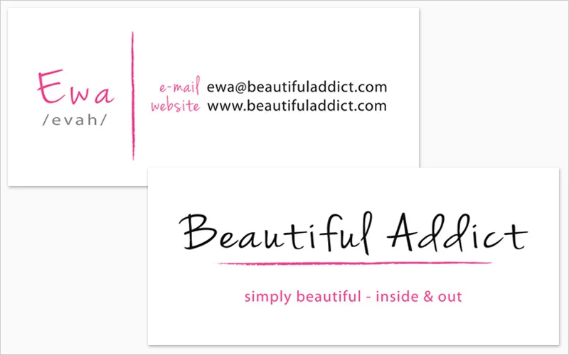 CLIENT Beautiful Addict PROJECT 2-Sided Business Card SERVICES Graphic Design, Prepress