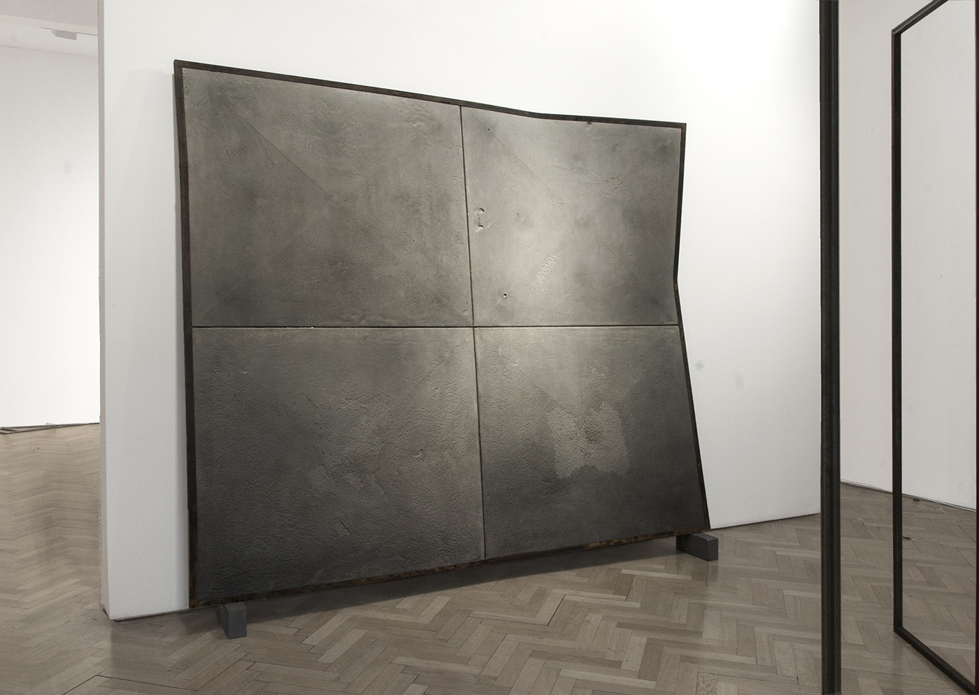 untitled (gate), 2015; replica of a yard gate, cast in dust and soft flexible foam, metal armature