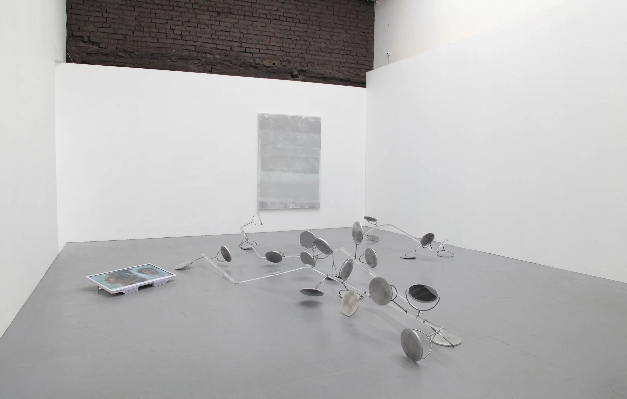 Rhizome17, 2017 Polished aluminium, acrylic rods. Installation view with Olga Grotova