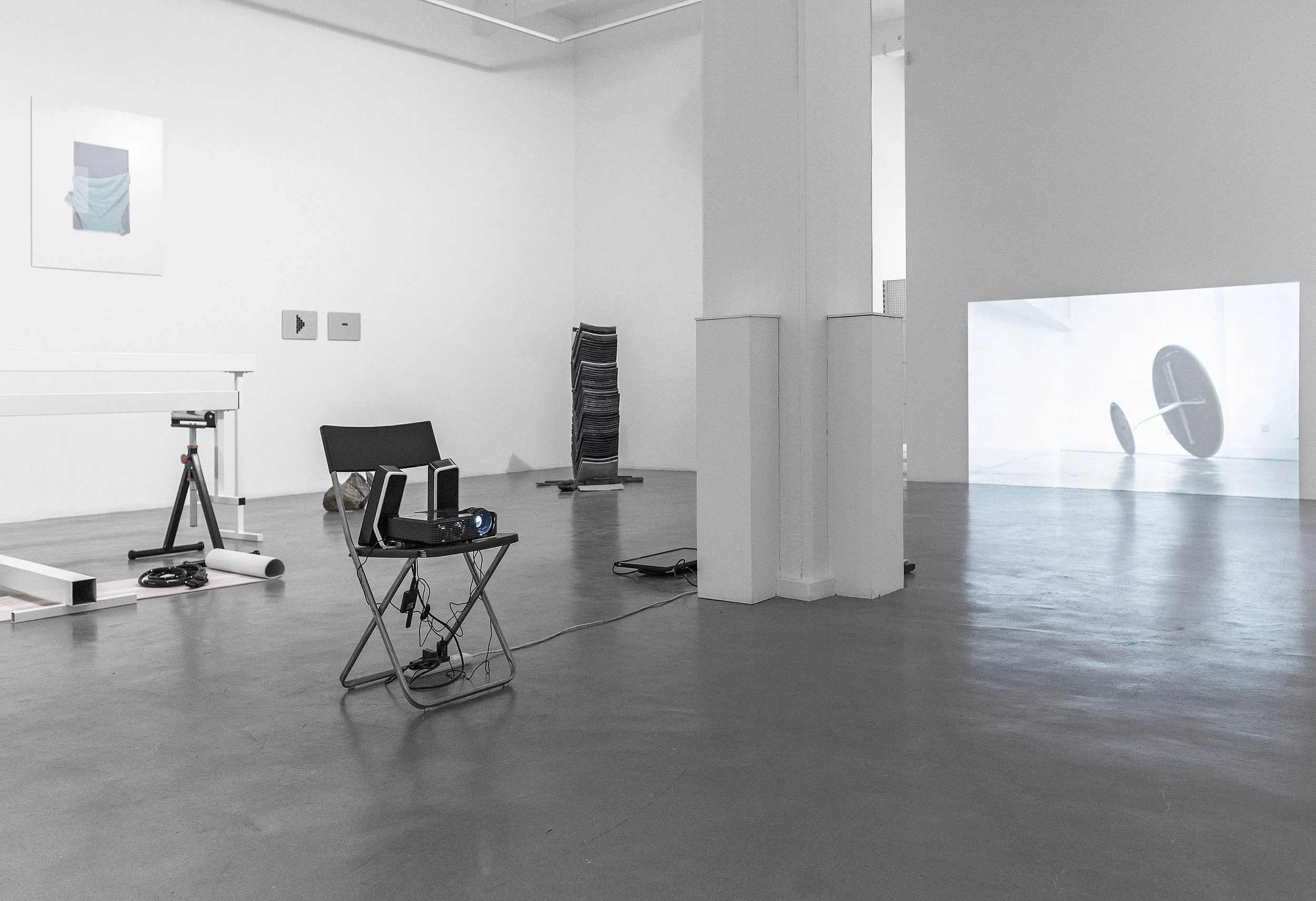 New Material, 2017 installation view. Artists in the show: Robert Cervera, Russell Chater, Marieke Gelissen, Paul Kindersley, Edith Kollath, Tyler Mallison, Nika Neelova, Michaela Zimmer