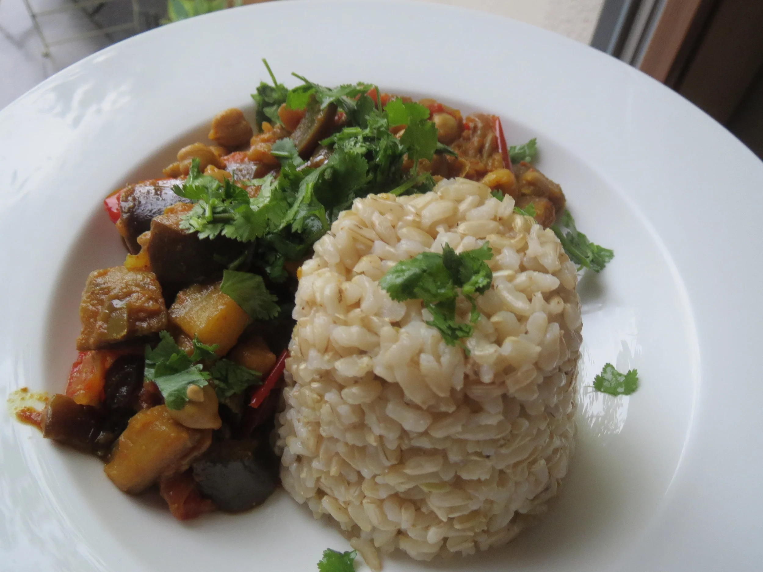 Moroccan Aubergine & Chickpeas