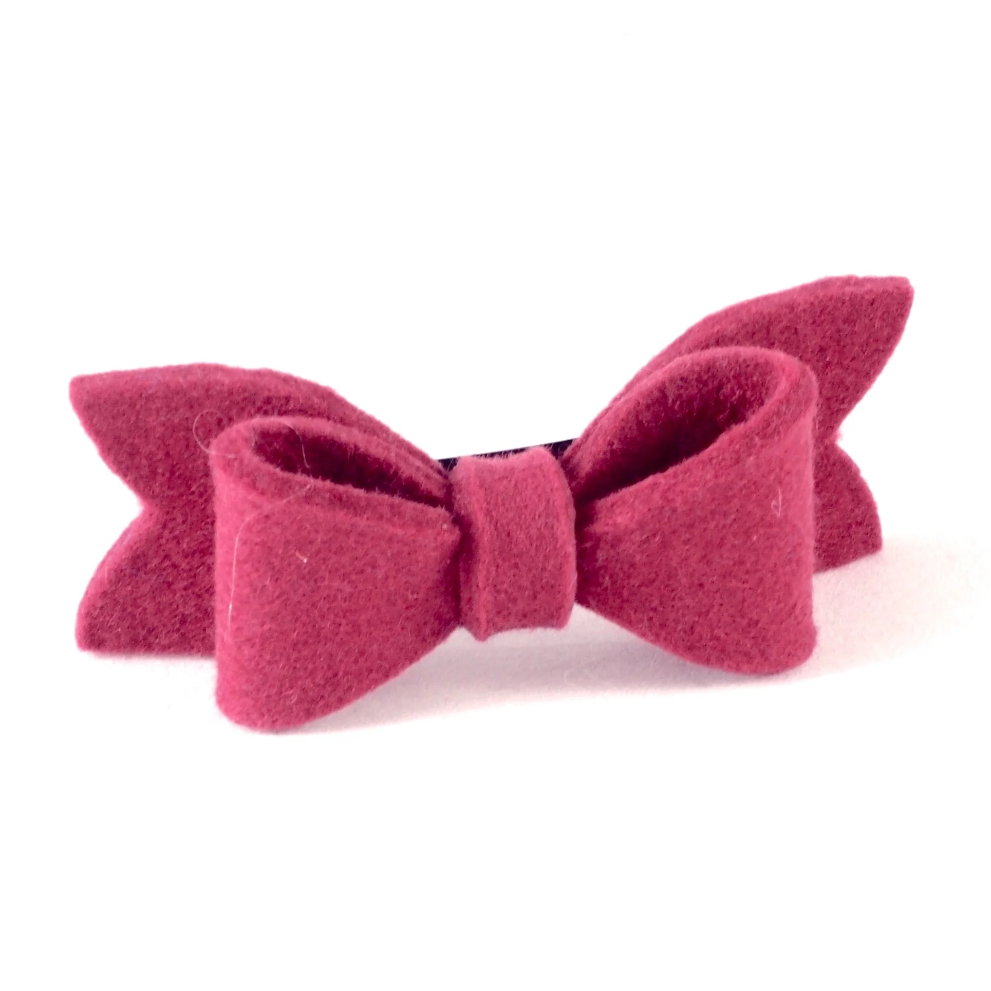 barrette en feutre forme noeud, vieux rose