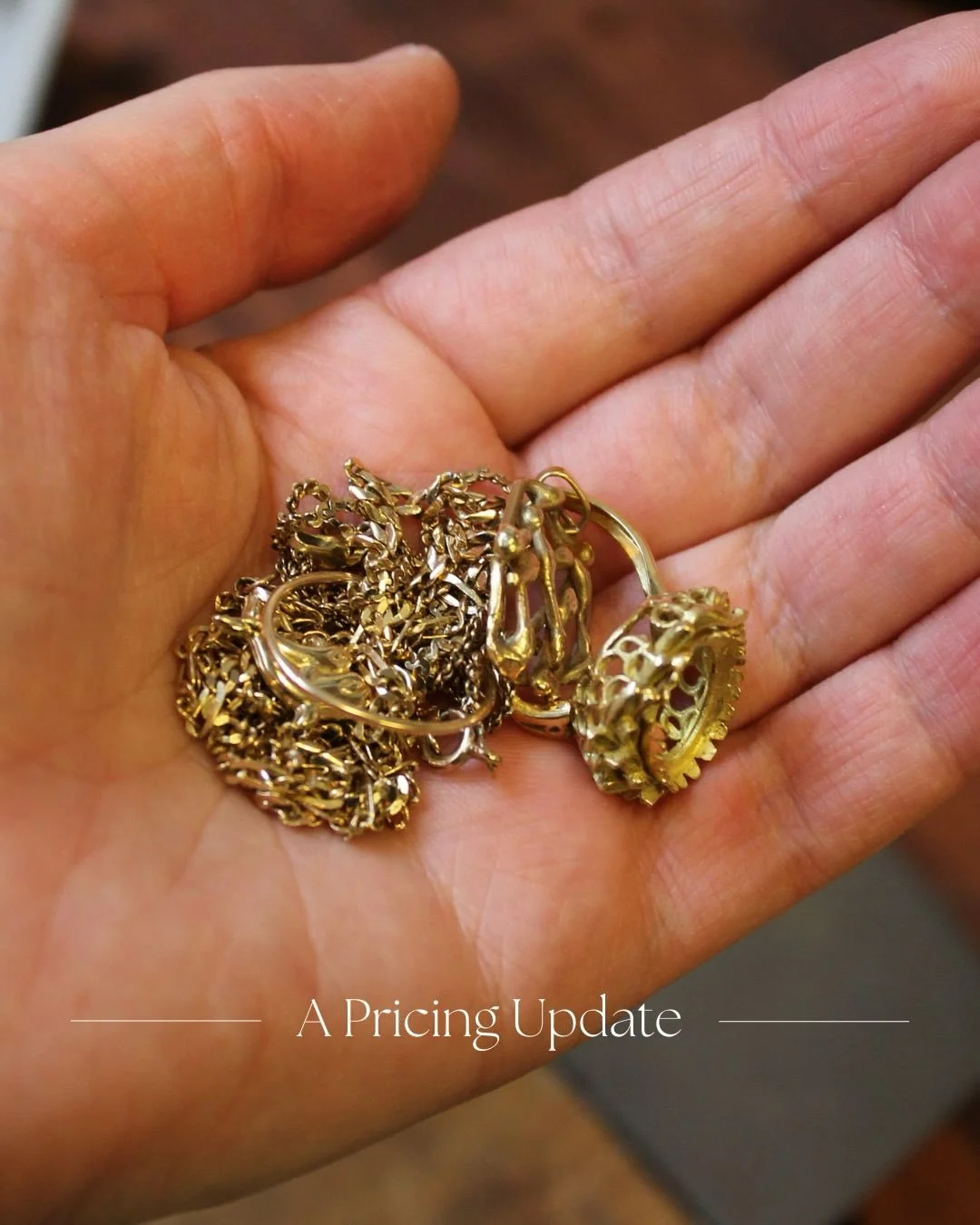 A pricing update from Alma Sophia 
From 9th February 2026, there will be a small adjustment to prices across my collections.
Over the past year, the cost of gold has risen at a pace I&rsquo;ve never experienced before. Like many independent jewellers