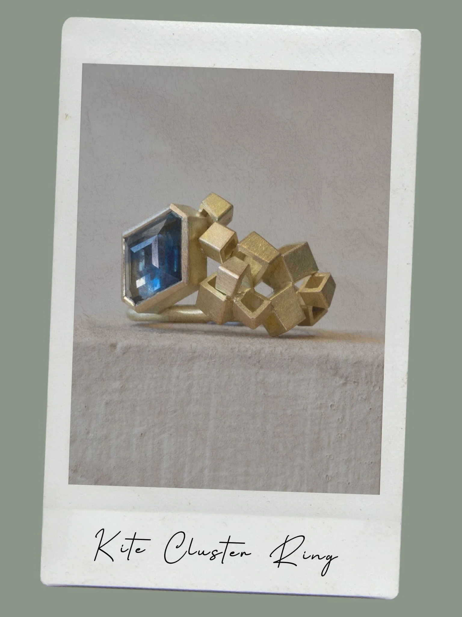 Las day of April and this month&rsquo;s Icon - the Kite Cluster Ring&nbsp;&mdash; a one-of-a-kind piece featuring a stunning Montana Sapphire. I love the lines and shifting shades in this stone. When I made this ring, I wanted the sapphire to take ce