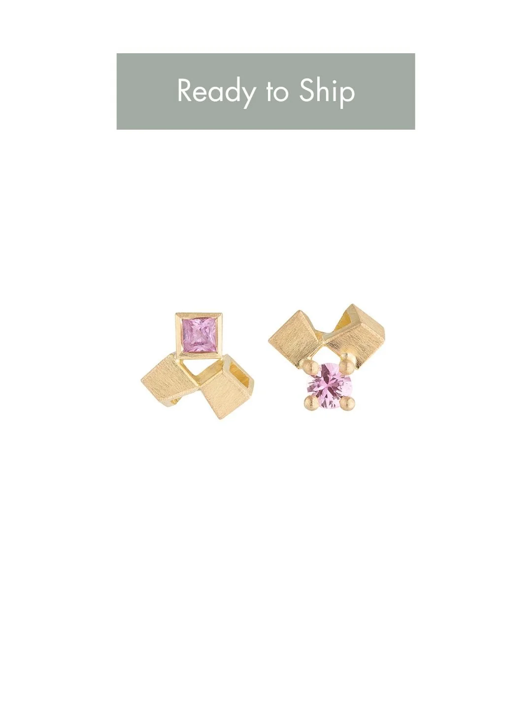 Sapphire & Gold Studs - pink