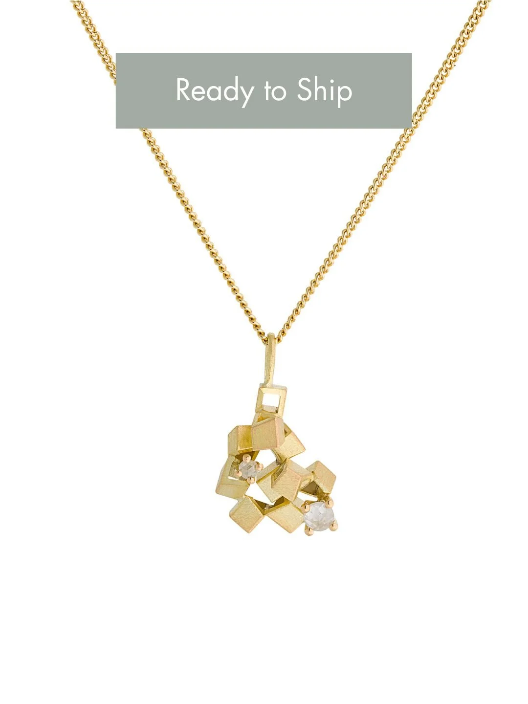 Icy Rose Cluster - Rose Cut Diamond & Yellow Gold Pendant