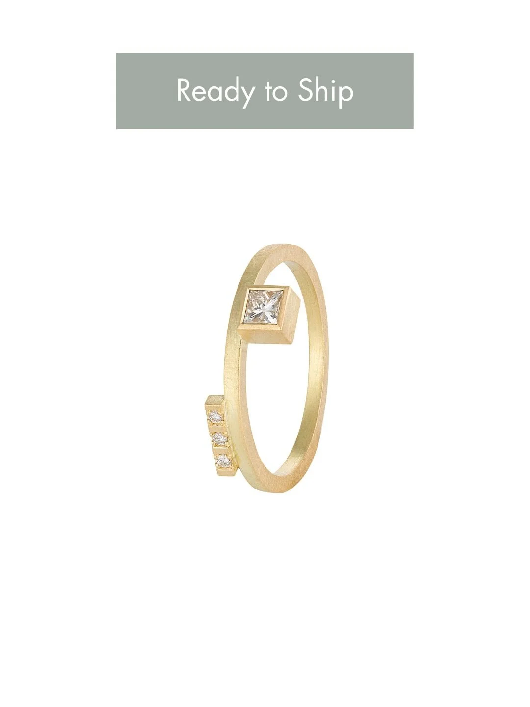 princess cut diamond & bar engagement ring