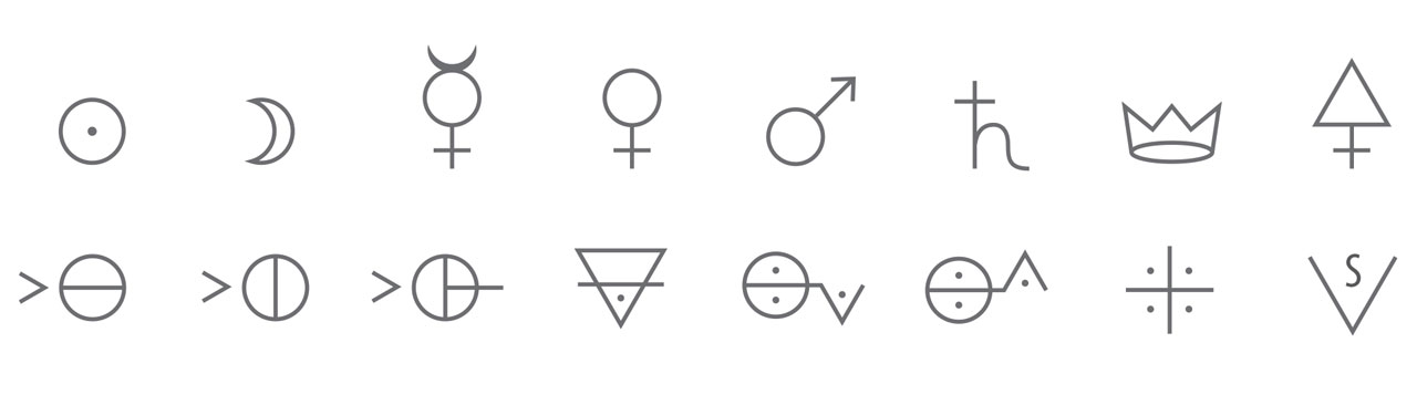 第一行从左至右:金(Au),银(Ag),水银(Hg),铜(Cu),铁(Fe),铅(Pb),锑(Sb),硫(S)。 第二行从左至右:盐酸(HCl),硝酸(HNO3),硫酸(H2SO4),碳酸钙(CaCO3),碳酸钾(K2CO3),氨水(NH4OH),乙酸(CH3COOH),乙醇(CH3CH2OH)。 注释:所有数字都应该是下表。