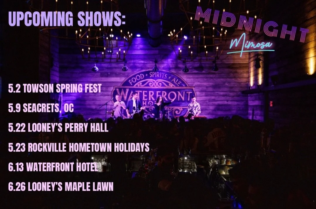 DON&rsquo;T MISS THE PARTY!

Midnight Mimosa&rsquo;s TALL POUR TOUR is underway. Are we playing near you? 👀

#midnightmimosa #baltimorecoverband #dmvcoverband #livemusic #coverband