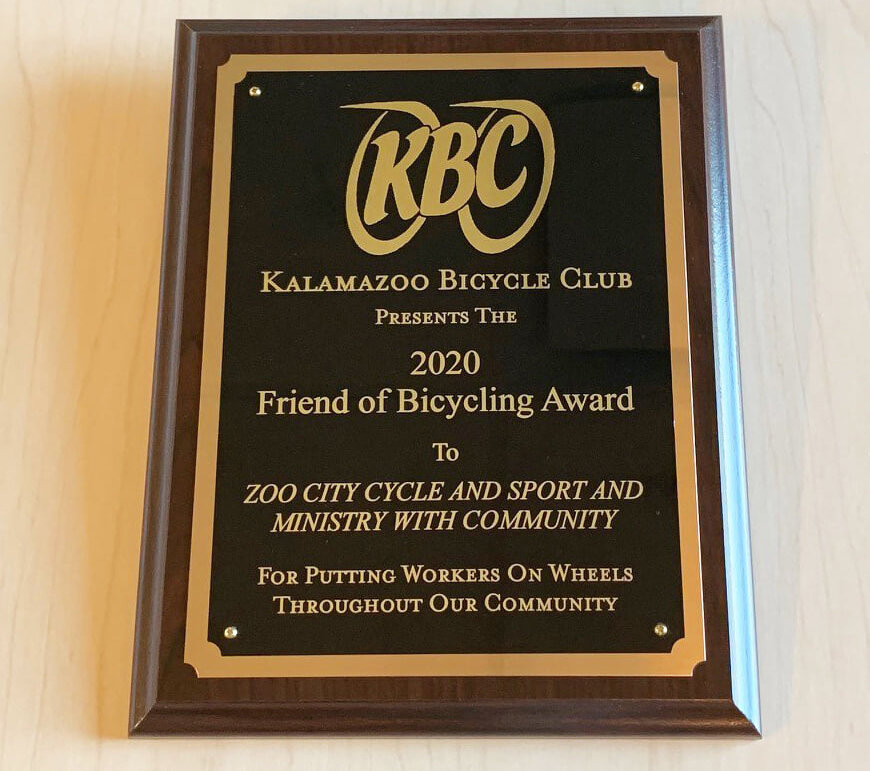  Kalamazoo Bicycle Club award. 