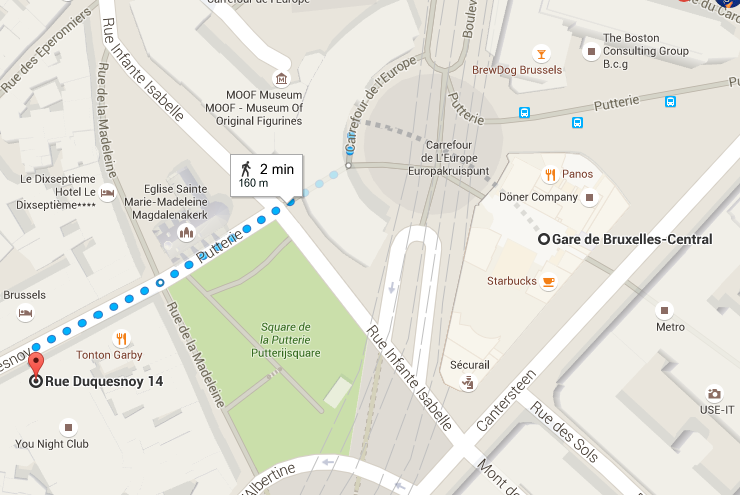 EN TRAIN La Gare Centrale se trouve à 2 minutes à pied de La Madeleine ! www.sncb.be