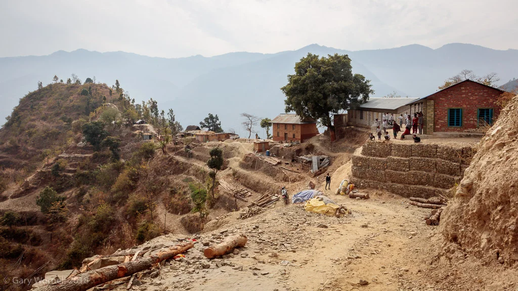 View of the school perched on top of the hill.