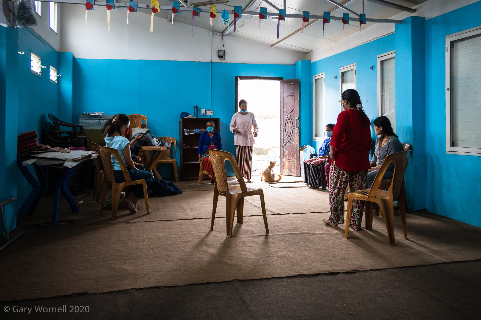  Community room in the slums of teku, Kathmandu where pregnant mothers receive the Cradle Care maternity package from Kokroma. 