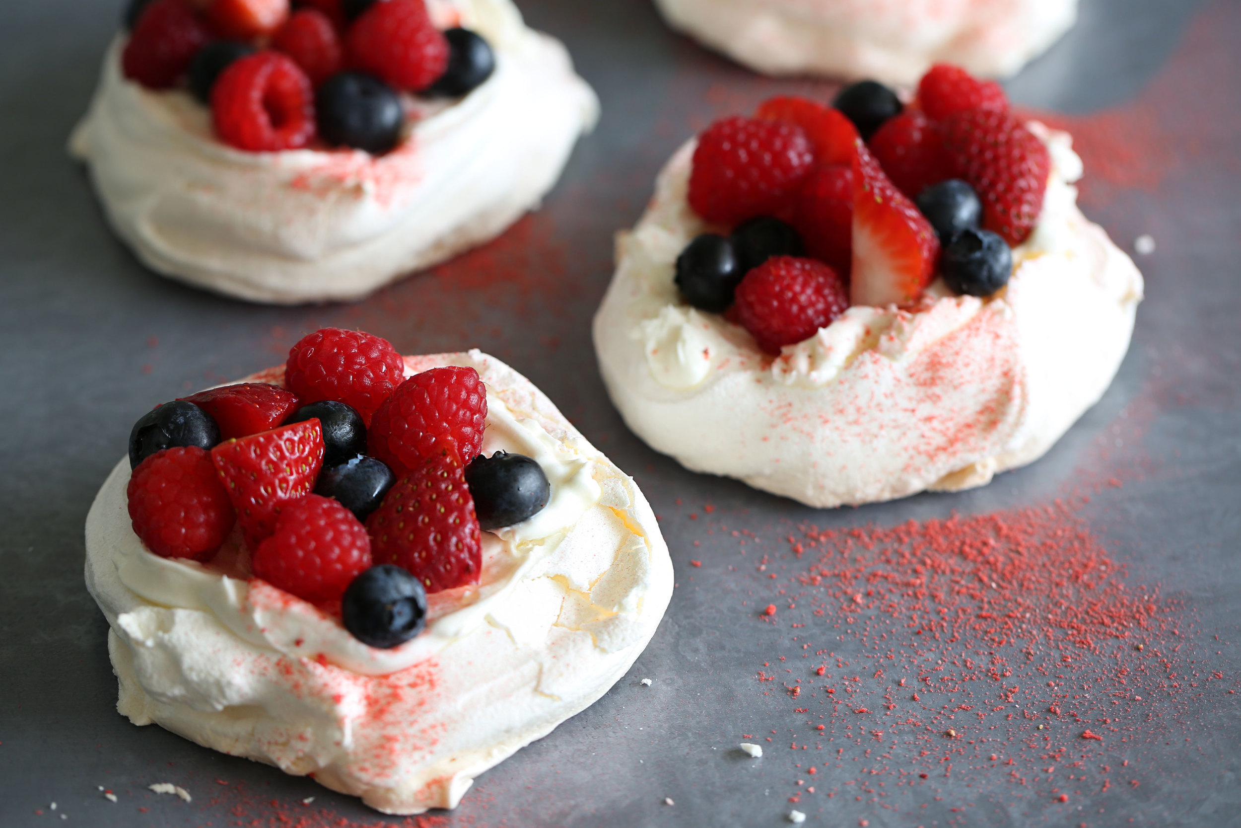 Mini Pavlovas with Mixed Berries — Cooking with Cocktail Rings