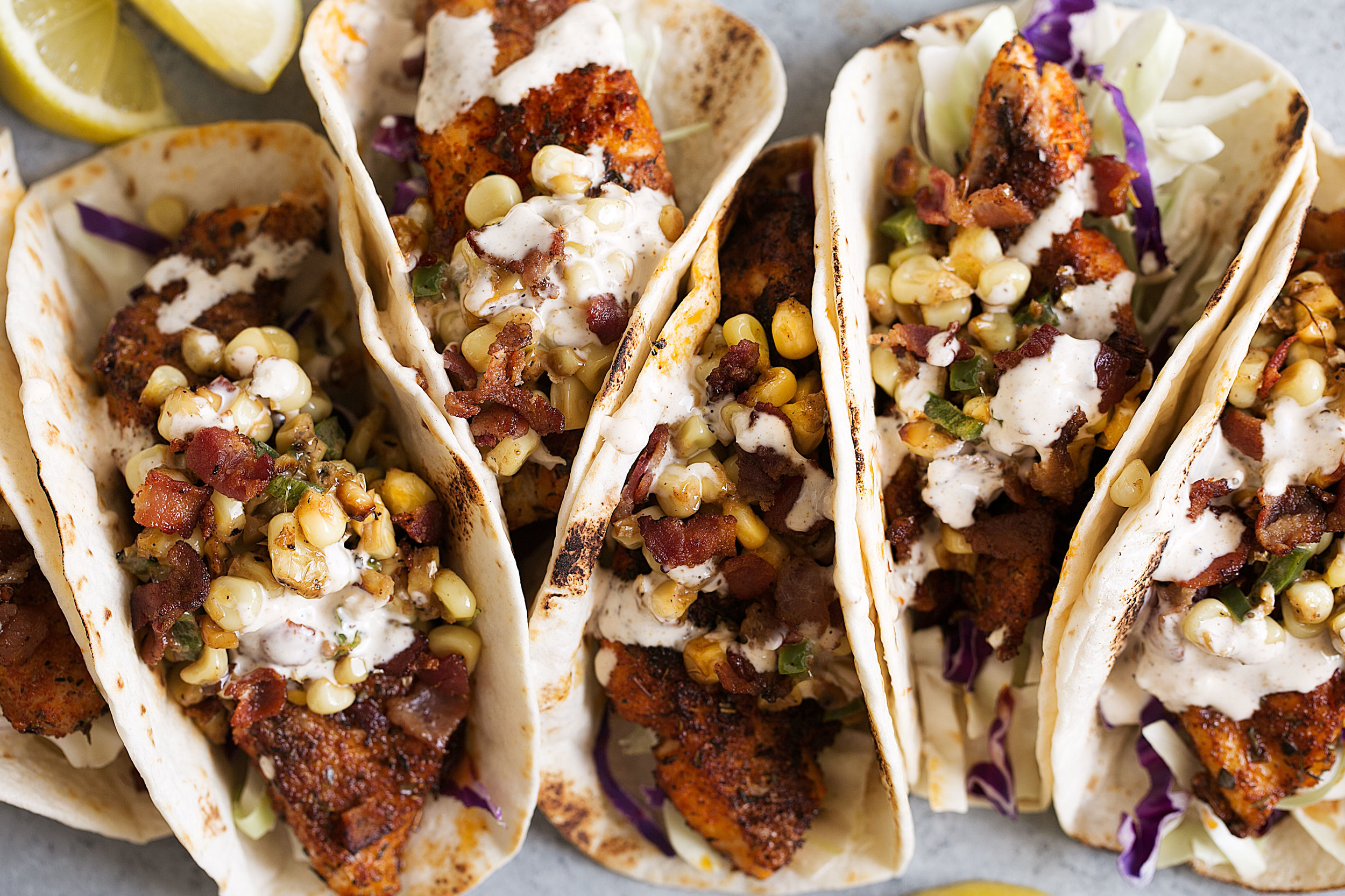 Southern Blackened Catfish Tacos with Fried Corn & Old Bay ...