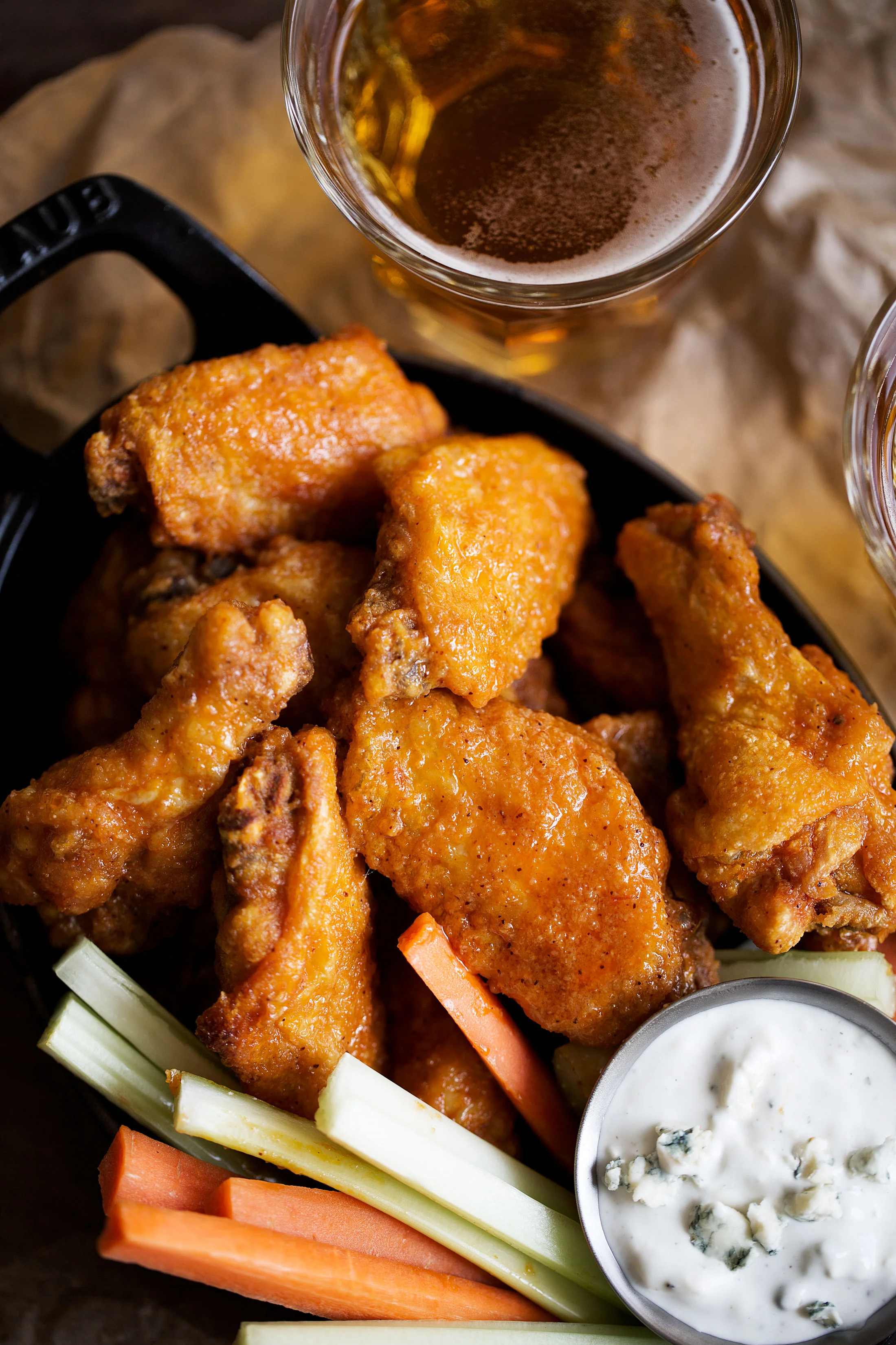 Classic Buffalo Wings with Homemade Buttermilk Blue Cheese Sauce