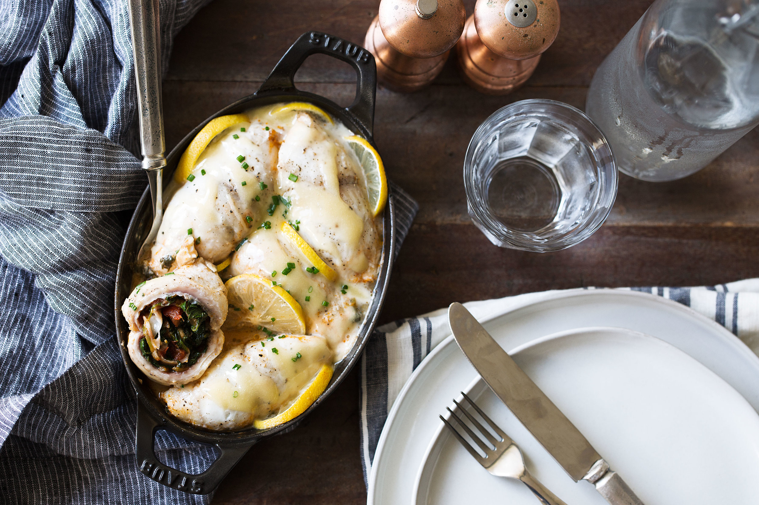 Spinach and Tomato Stuffed Petrale Sole with Beurre Blanc — Cooking