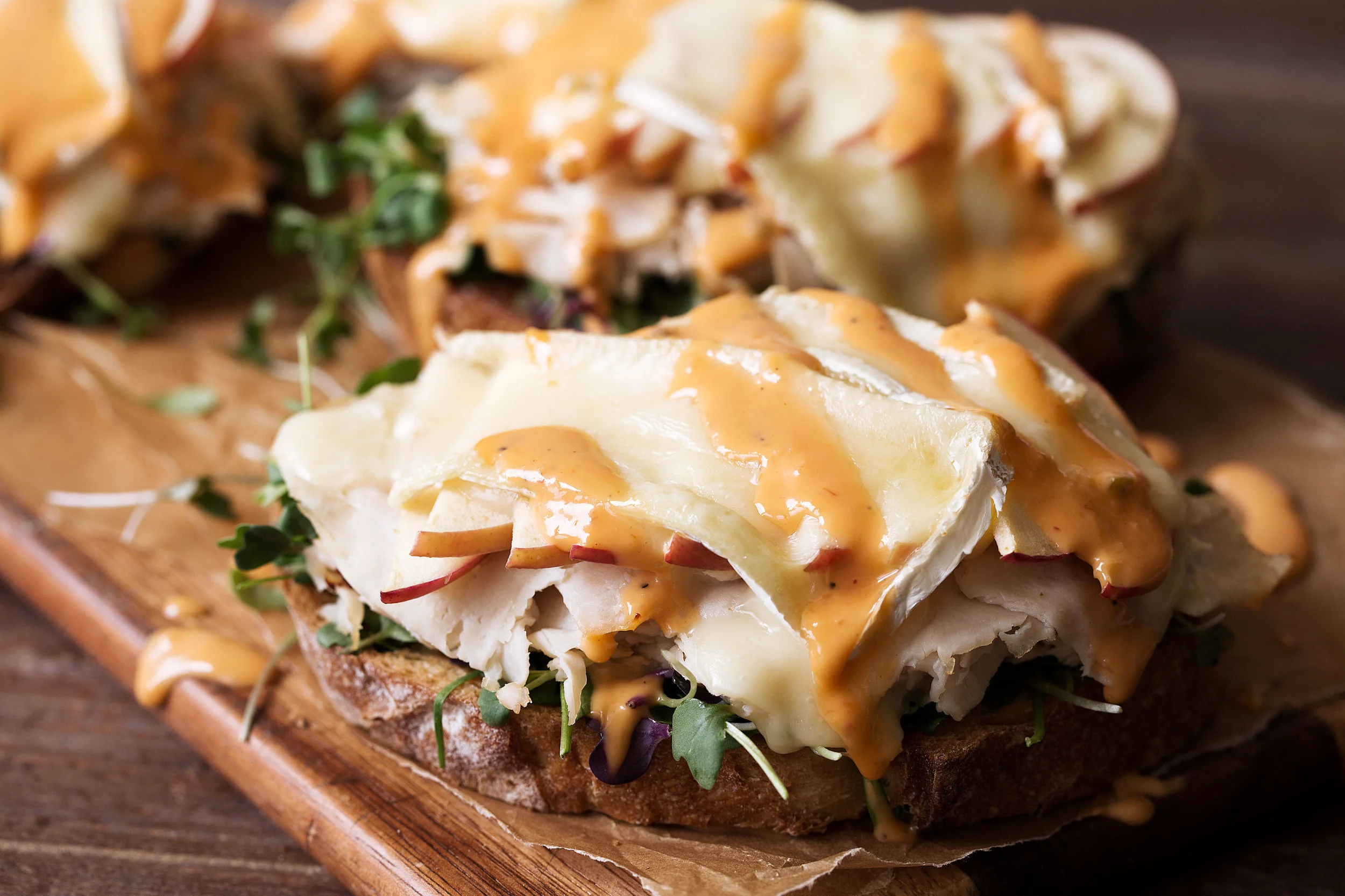 Turkey, Apple & Brie Openface Sandwich — Cooking with Cocktail Rings