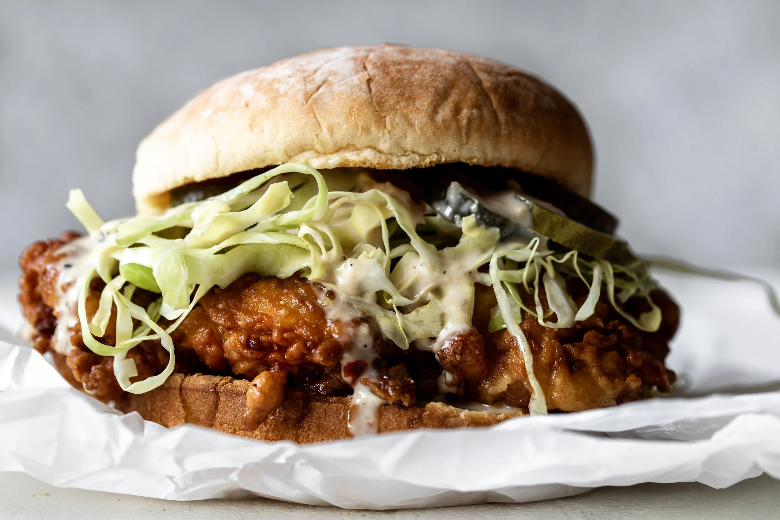 Fried Chicken Sandwich with Alabama White Sauce — Cooking with Cocktail